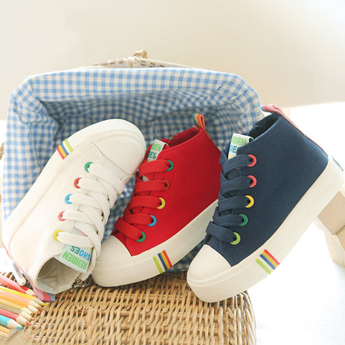 The children's shoes high canvas shoes to help the boys and girls shoes leisure shoes spring 2016 white shoes