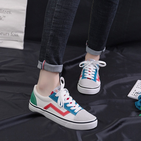 Red, blue, green and white, canvas shoes, casual shoes, vulcanized shoes, women's shoes. 426